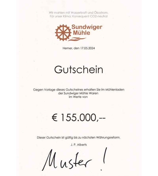 Gutschein für den Mühlenladen